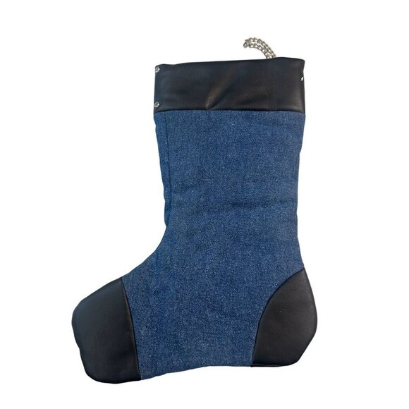 Harley Davidson Christmas Stocking Denim Studs Biker Motorcycle Vintage 2001 - Picture 2 of 5